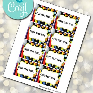Candy Buffet Labels 70's Disco Theme Print EDITABLE Card, Custom Candy ...