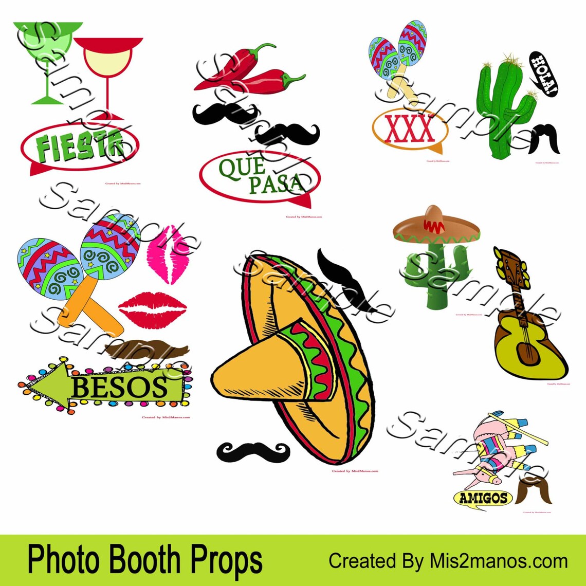 Printable FIESTA Photo Booth Props Instant Download 5 De Mayo | Etsy
