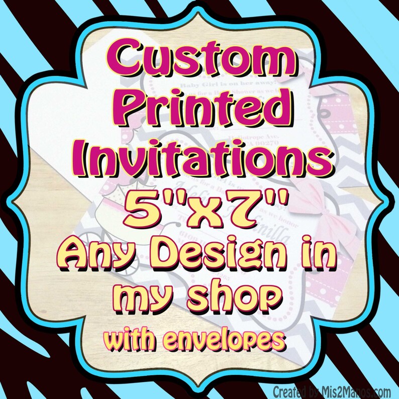 blank envelopes included Custom PRINTED INVITATIONS 10 Laser Printed 5X7 Invitations Set of 10