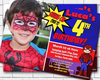 Spidey Spider-man Birthday Invitation - Super Heroes Printable DIY You Print at Home One Hour Photo