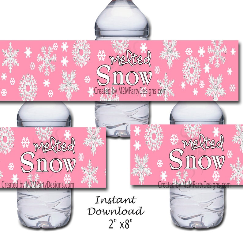 Melted Snow Water Bottle Labels Printable Instant Download Etsy Melted Snow Water Bottle Labels Printable Instant Download Etsy