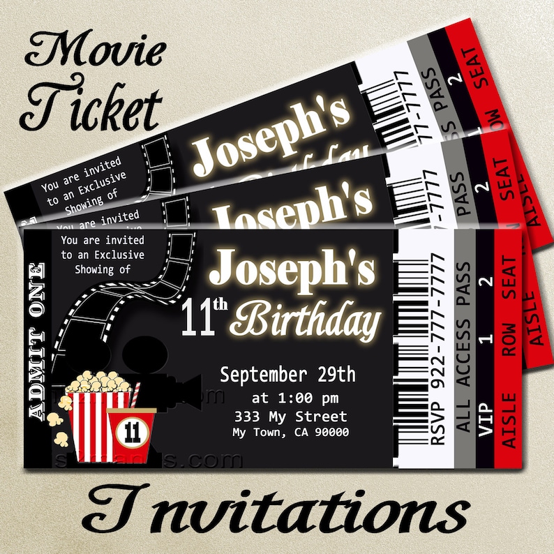 Movie Ticket Red Carpet Baby Shower Party Invitation Printable | Etsy