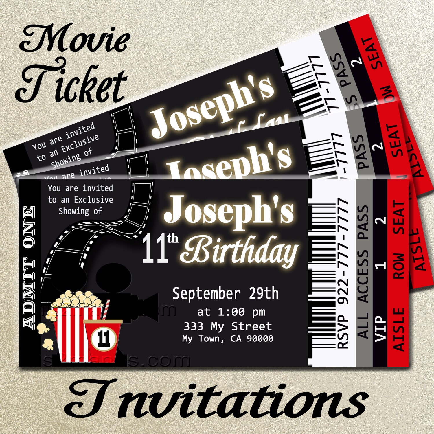 movie ticket red carpet party invitation printable invitation etsy