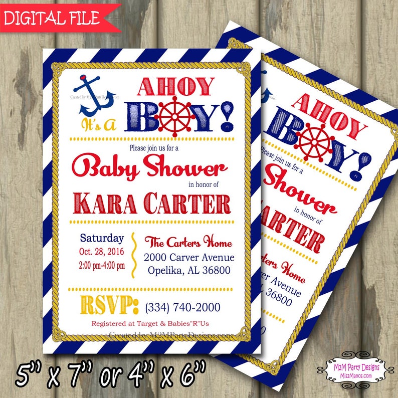 Ahoy It's a Boy Invitation Ahoy Its a Boy Baby Shower Etsy