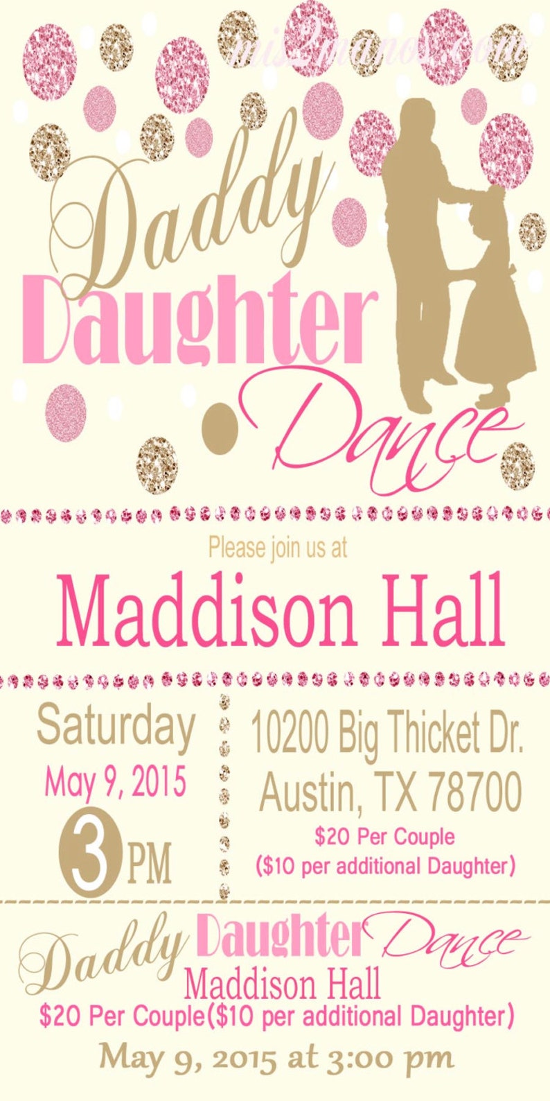 Daddy Daughter Dance Ticket or Flyer Butterfly Kisses Dance Etsy