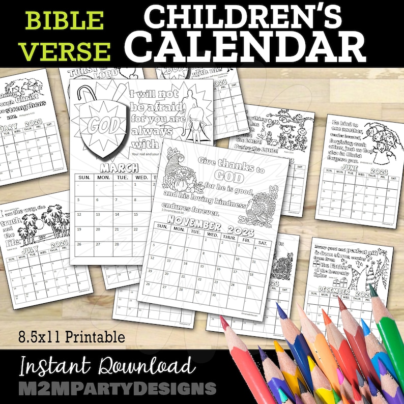 Printable Bible Verse Children's Calendar Bible Quotes - Etsy
