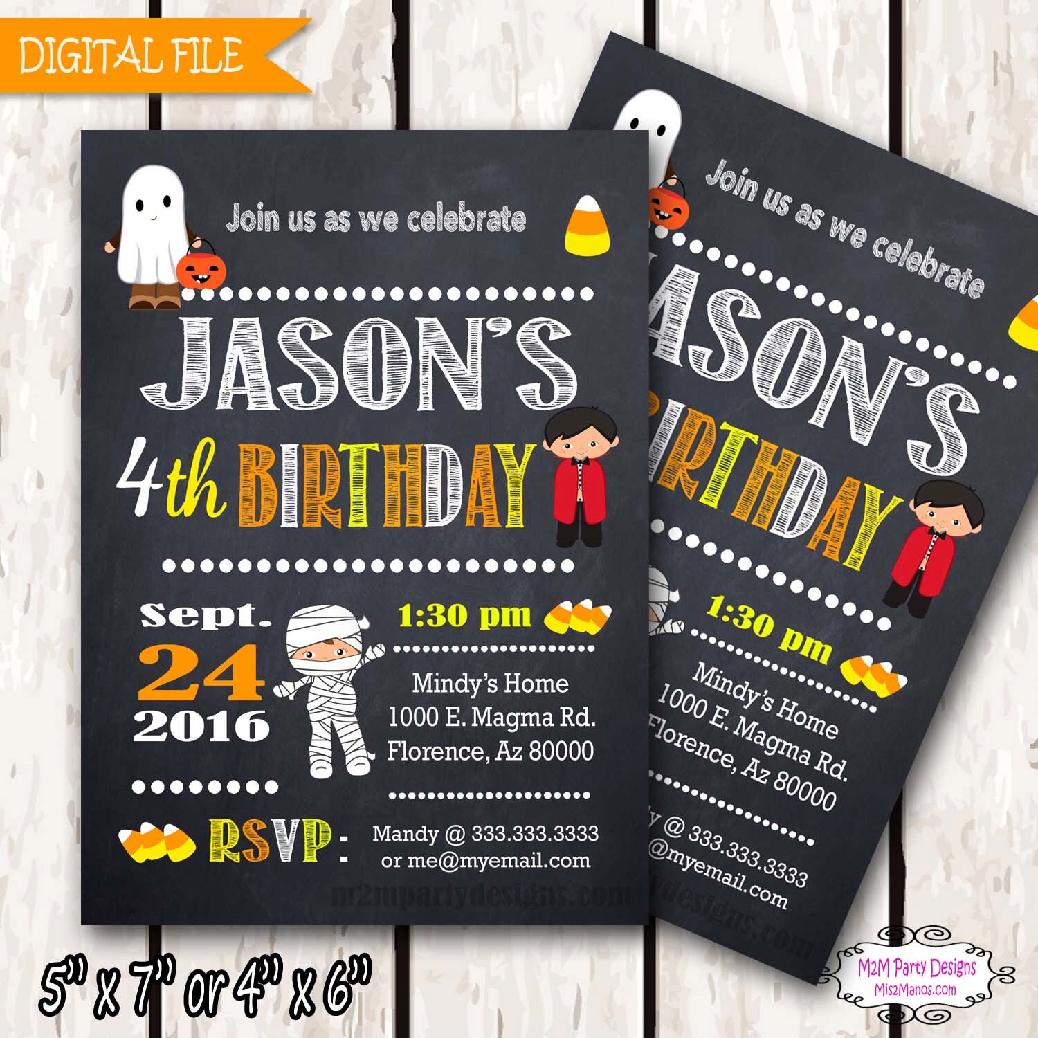 Halloween Birthday Invitation Costume Party Invitation Etsy