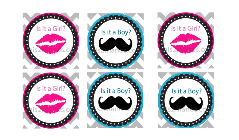 Gender Reveal Baby Shower Cupcake Toppers Digital Print at Home DIY SET of 12