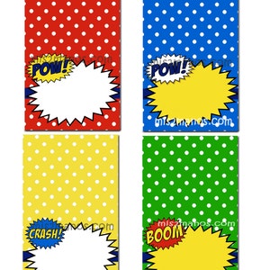 Tenda alimentare supereroe stampabile fai da te Set di 4 carte alimentari supereroe vuote Party Download immediato