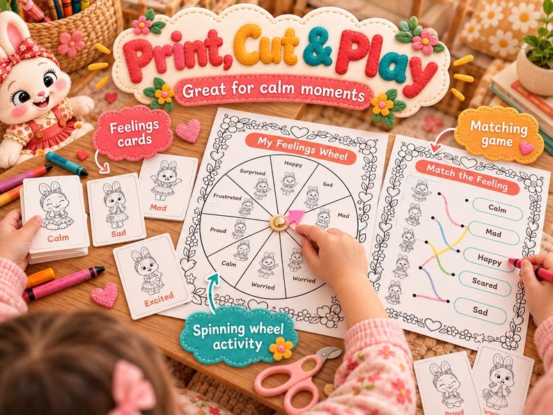 Emotion Chart Craft Feelings Coloring Pages, Printable Emotion Cards, Feelings Wheel and ...