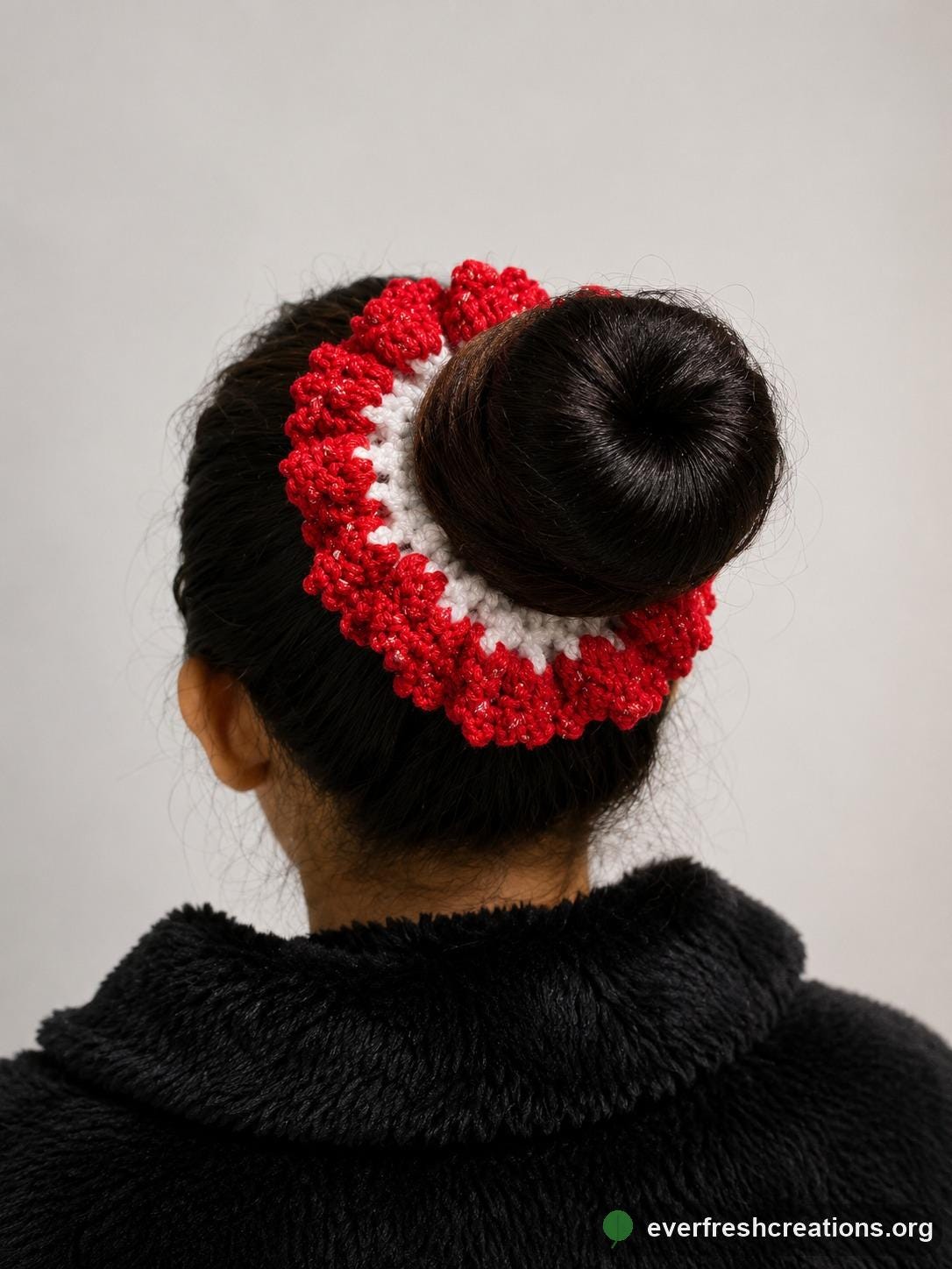 Crochet Bun Garland | Two-Tone Ruffle Hair Accessory, Bridal Flower Crown