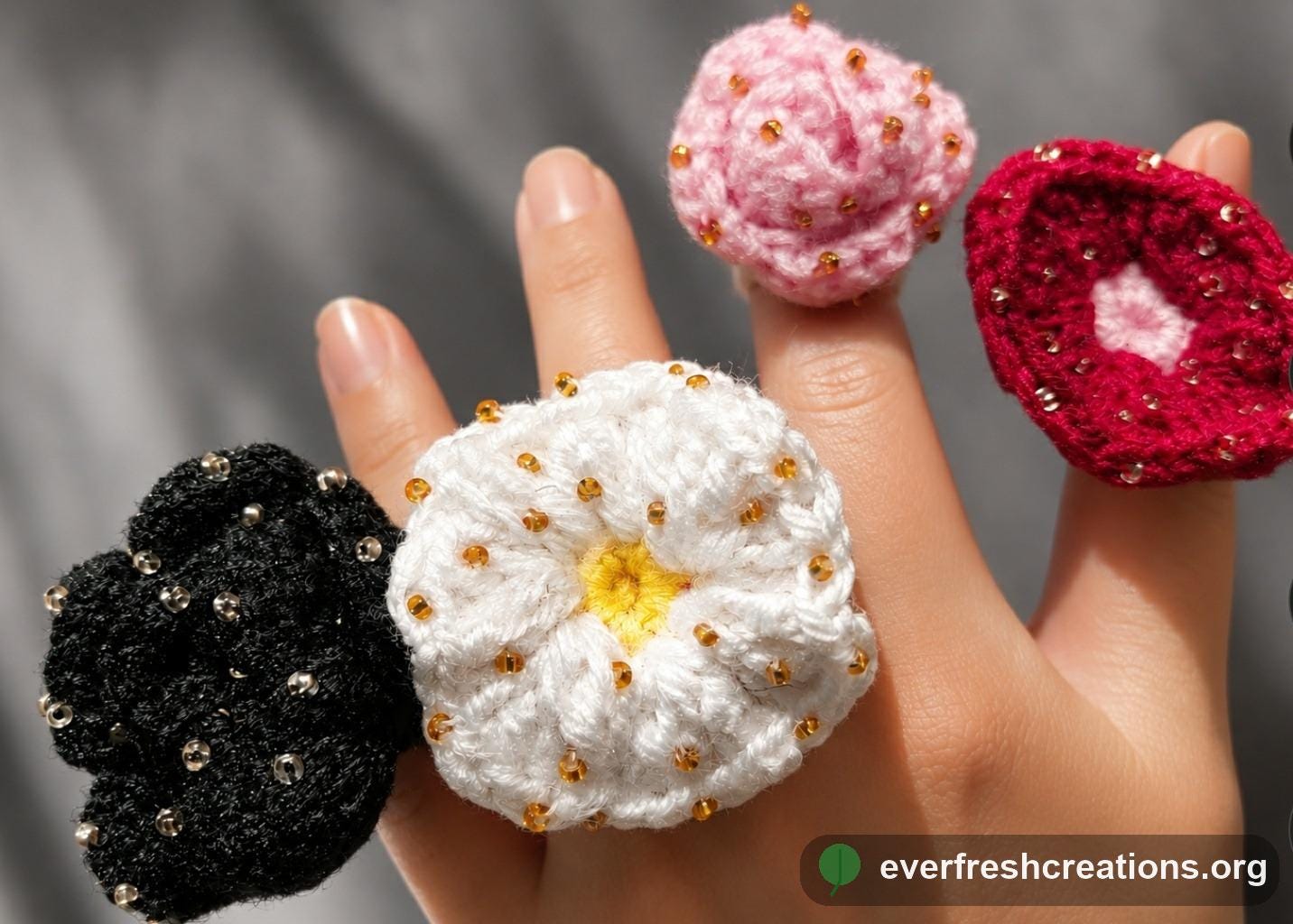 Stylish Flower Rings | Beaded Cotton Statement Jewelry, Feather Light Design