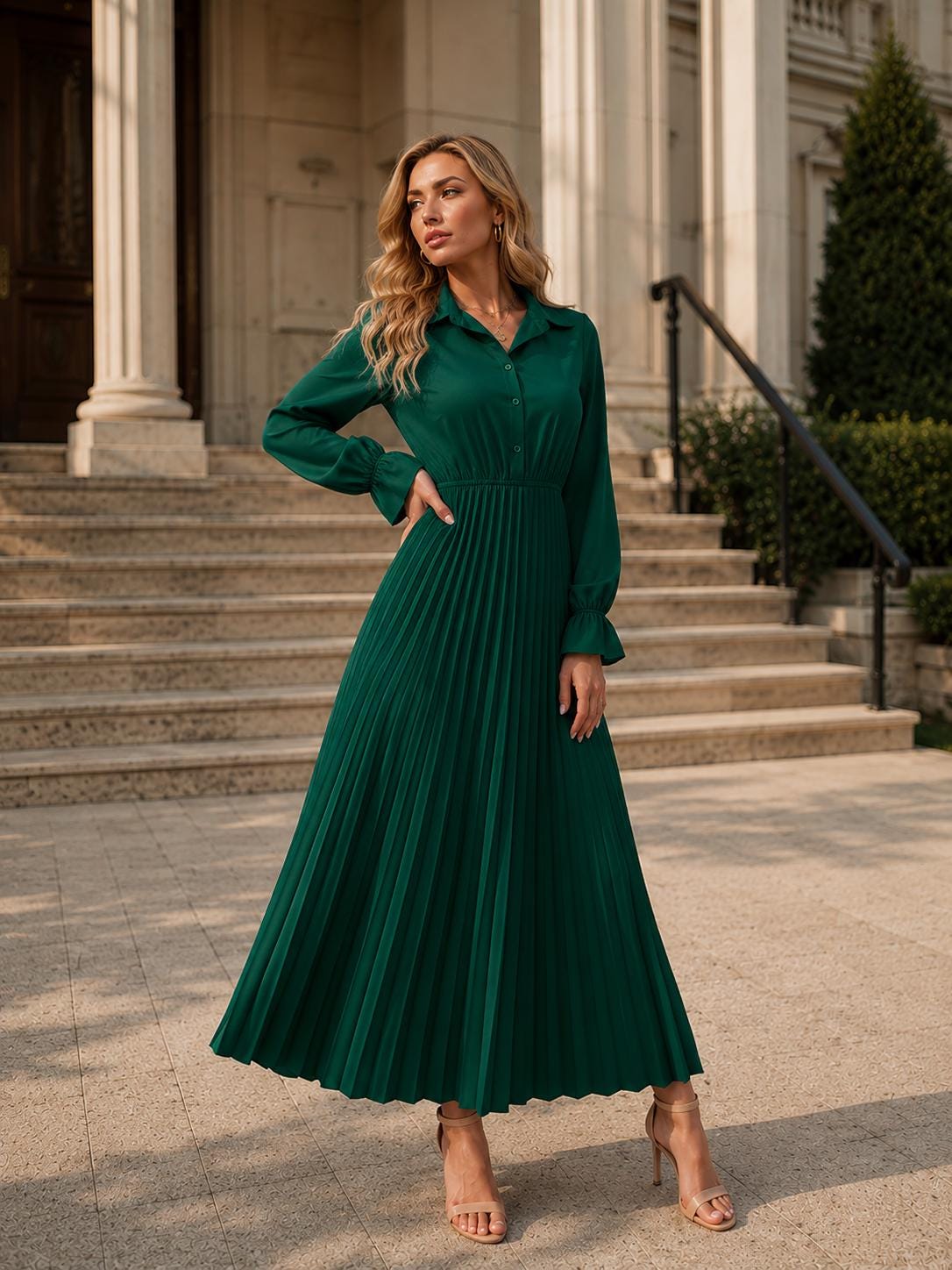 ankle length green dress Size:20 AUS The fabric flows gracefully Luxury Jewel Champagne Gold Red Prom Dresses