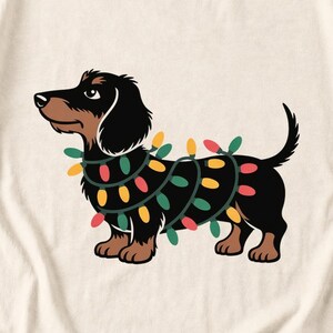 Comfort Colors Dachshund Christmas Lights Shirt, Funny Doxie Christmas Tee, Wiener Dog Christmas T-shirt, Dachshund Mom Holiday Shirt