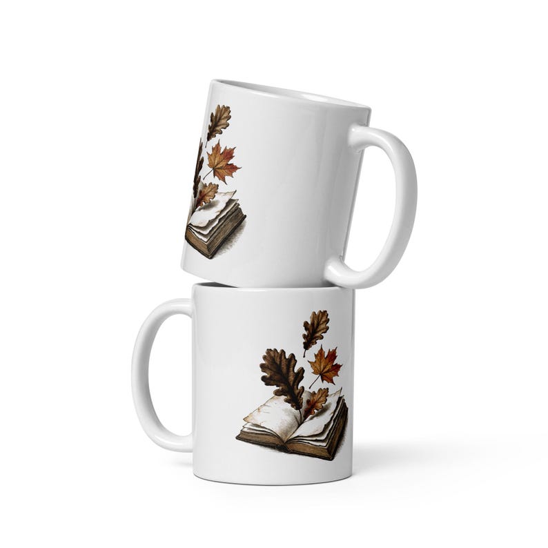 Autumn Leaves on Open Book Mug by AeroBeloved