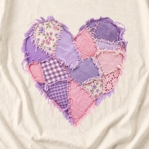 Comfort Colors Lavender Patchwork Heart Shirt, Quilt Heart Tee, Pastel Heart Valentine T-shirt, Valentines Day Heart Shirt Women