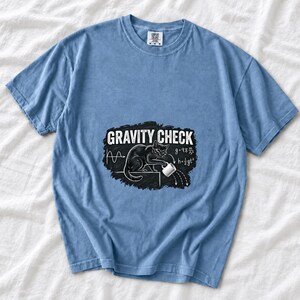 Gravity Check Black Cat Physics Comfort Colors Shirt product mockup, image 9