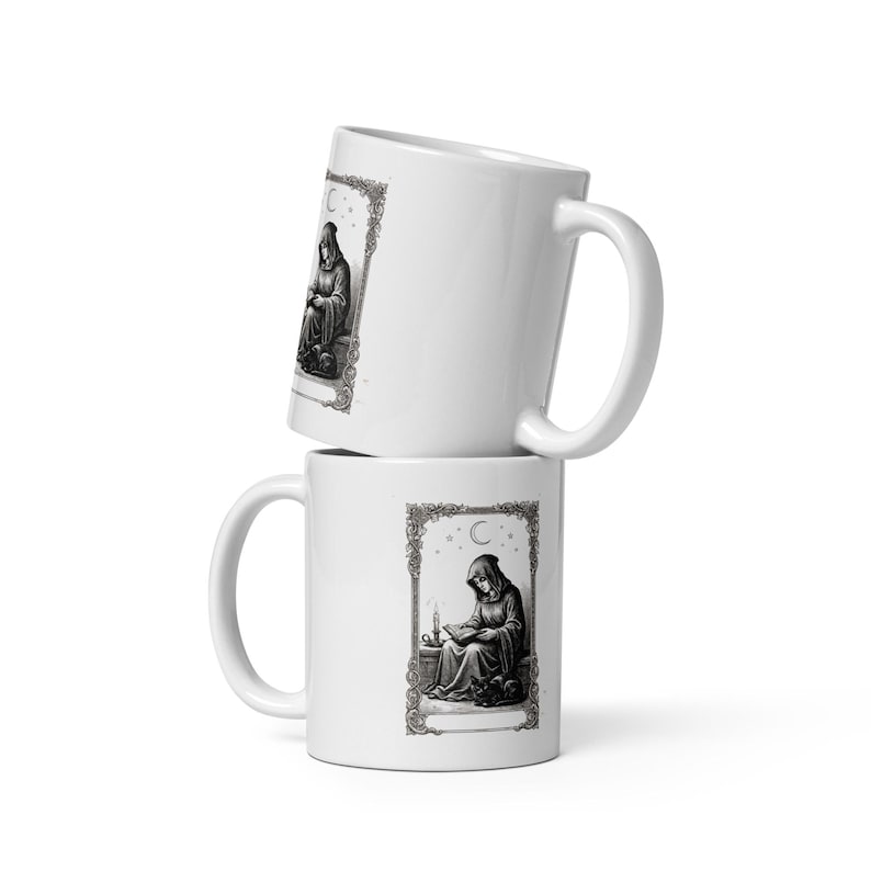 Tarot Card Mug, The Reader Tarot Coffee Mug, Bookish Tarot Cup, Witchy Tarot Card Mug, Dark Academia Tarot Mug Gift image 1