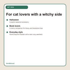 Black Cat Tote Bag, Witchy Cauldron Cat Tote, Witch Cat Canvas Bag, Black Cat Library Tote Bag image 7