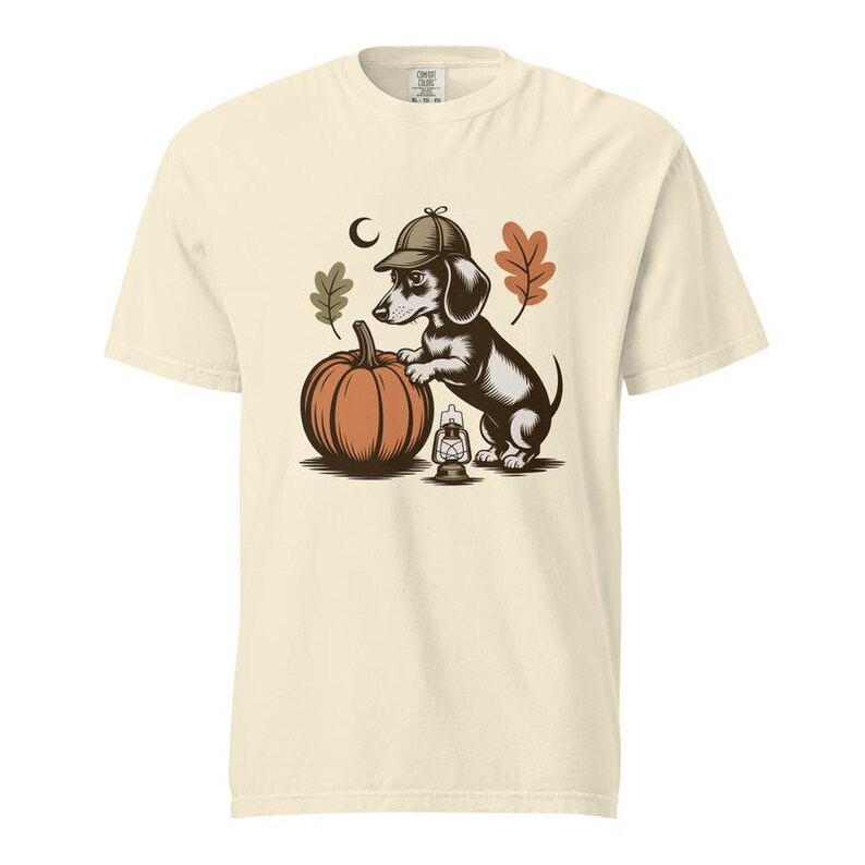 Dachshund Fall Shirt, Pumpkin Inspector Wiener Dog Tee, Comfort Colors Doxie T-shirt, Pumpkin Patch Dachshund Shirt image 5