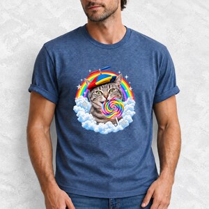 Rainbow Cat Lollipop Propeller Beanie Comfort Colors Shirt product mockup, image 14