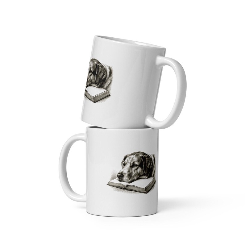 Dog on Open Book Mug by AeroBeloved