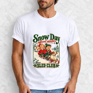 Comfort Colors Retro Snow Day Sled Club Shirt, Snow Day Official Member Tee, Retro Christmas Sled T-shirt, Winter Sledding Shirt