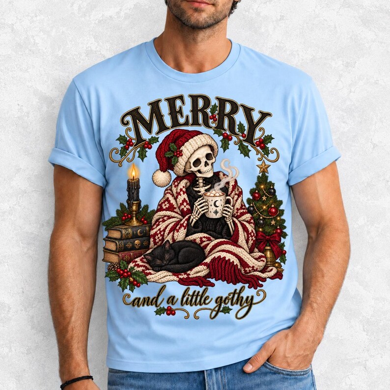 Готично-уютный скелет в колпаке «Merry and a Little Gothy»