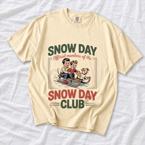 Comfort Colors Retro Snow Day Shirt, Snow Day Club Sled Tee, Retro Winter Sledding T-shirt, Christmas Snow Day Shirt, Winter Kids Sled Tee