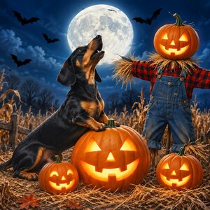 Dachshund Halloween Mug, Howling Wiener Dog Coffee Mug, Moonlit Pumpkin Doxie Cup, Doxie Mom Dachshund Mug afbeelding 4