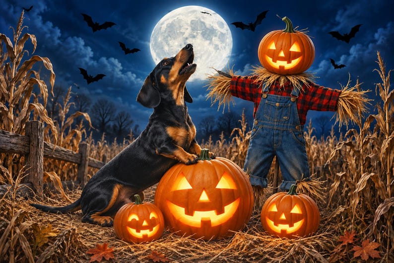 Dachshund Halloween Mug, Howling Wiener Dog Coffee Mug, Moonlit Pumpkin Doxie Cup, Doxie Mom Dachshund Mug afbeelding 4