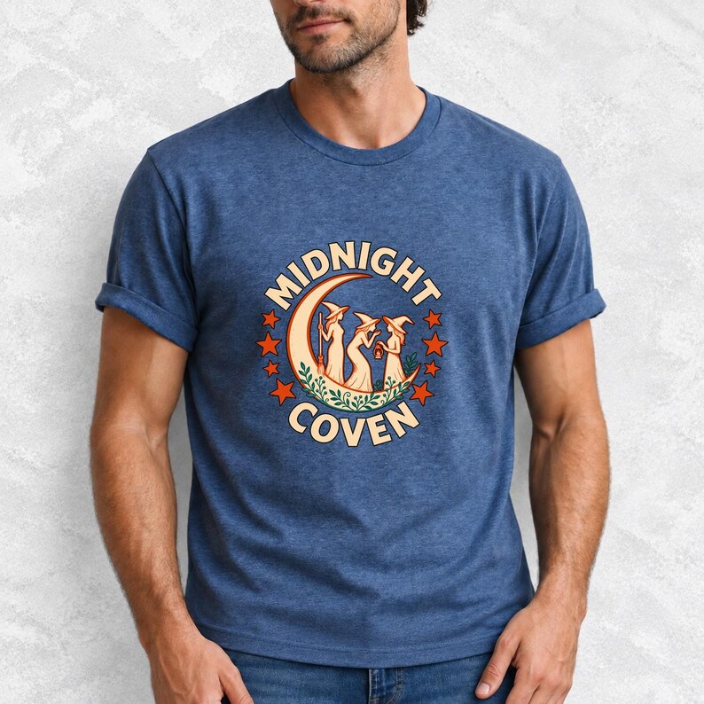 Midnight Coven Witch Shirt, Comfort Colors 1717 Crescent Moon Halloween Tee product mockup, image 16