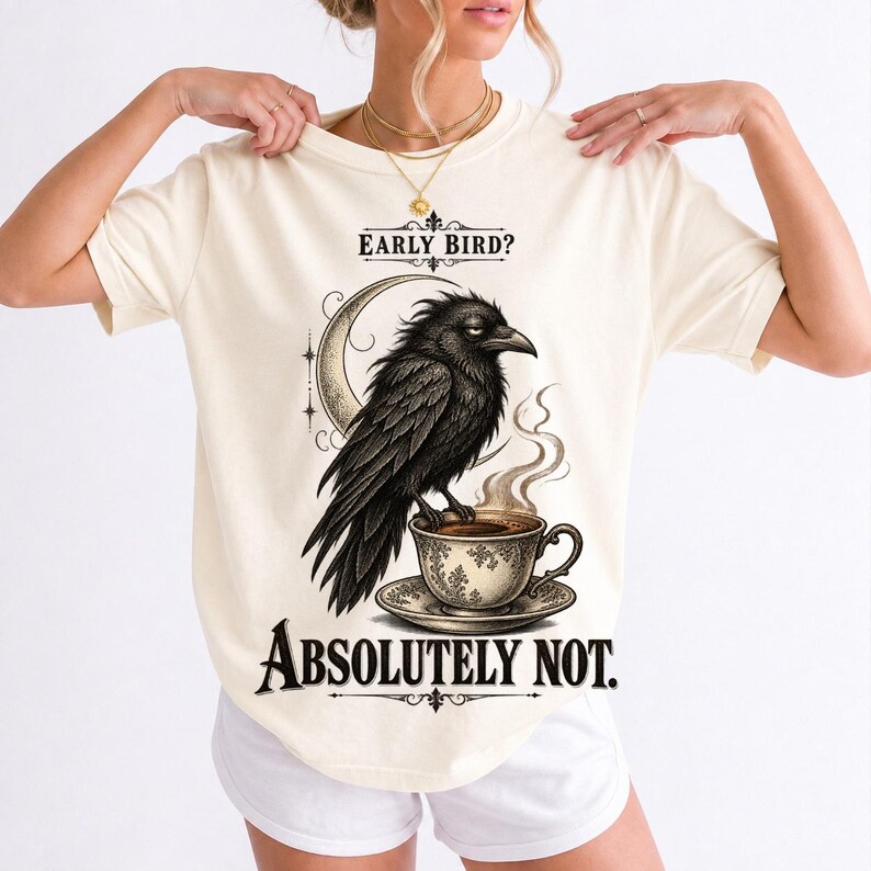 Ворона-гравюра «Early Bird? Absolutely Not.»