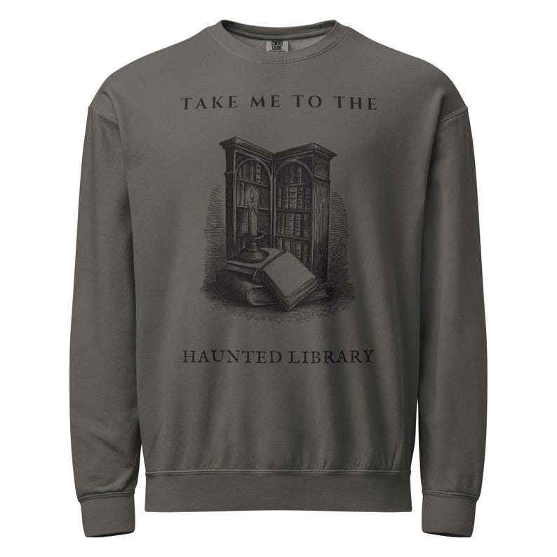 Haunted Library Crewneck Sweatshirt by AeroBeloved