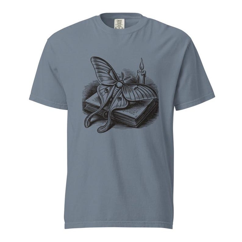 Luna Moth Shirt, Dark Academia Moth Tee, Comfort Colors Moth Lover T-shirt, Cottagecore Luna Moth Shirt image 2