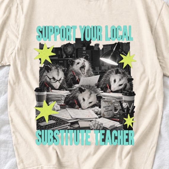 Support Your Local Substitute Teacher Possum Shirt by AeroBeloved