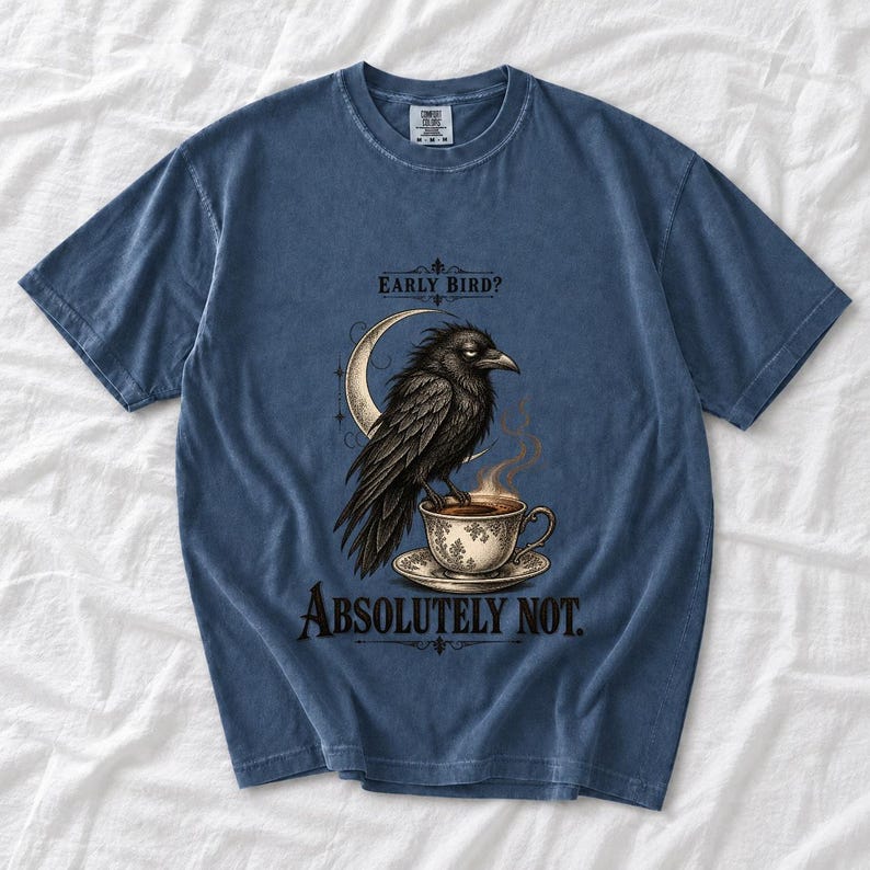 Ворона-гравюра «Early Bird? Absolutely Not.»