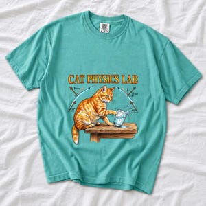 Cat Physics Lab Orange Tabby Comfort Colors Shirt product mockup, image 8