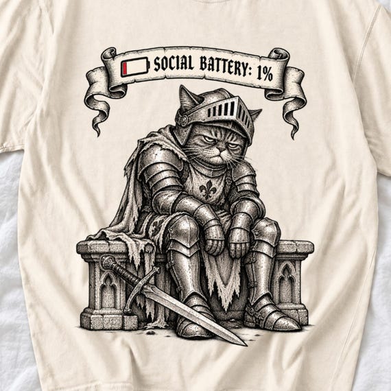 Low Energy Medieval Cat Knight Shirt by AeroBeloved