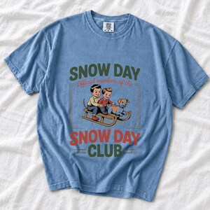 Comfort Colors Retro Snow Day Shirt, Snow Day Club Sled Tee, Retro Winter Sledding T-shirt, Christmas Snow Day Shirt, Winter Kids Sled Tee