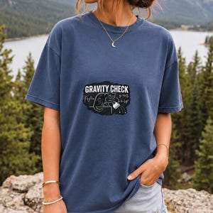 Gravity Check Black Cat Physics Comfort Colors Shirt product mockup, image 10