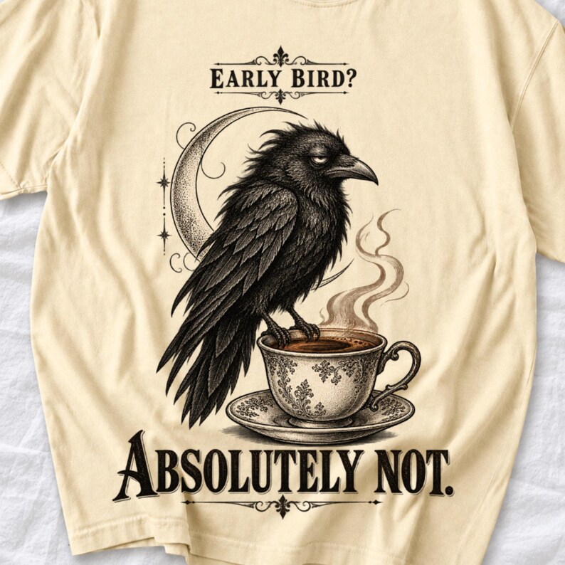 Ворона-гравюра «Early Bird? Absolutely Not.»