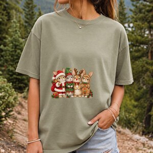 Comfort Colors Christmas Bunny Shirt, Cute Bunnies Santa Elf Tee, Bunny Lover Christmas T-shirt, Reindeer Rabbit Shirt, Xmas Bunny Tee