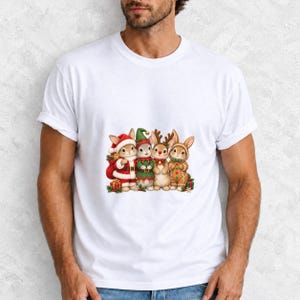 Comfort Colors Christmas Bunny Shirt, Cute Bunnies Santa Elf Tee, Bunny Lover Christmas T-shirt, Reindeer Rabbit Shirt, Xmas Bunny Tee
