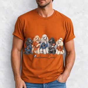 Illustrated poodles in salon smocks with brushes and a hair dryer, text Pawdicure Crew