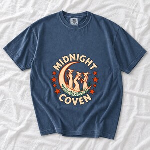 Midnight Coven Witch Shirt, Comfort Colors 1717 Crescent Moon Halloween Tee product mockup, image 6