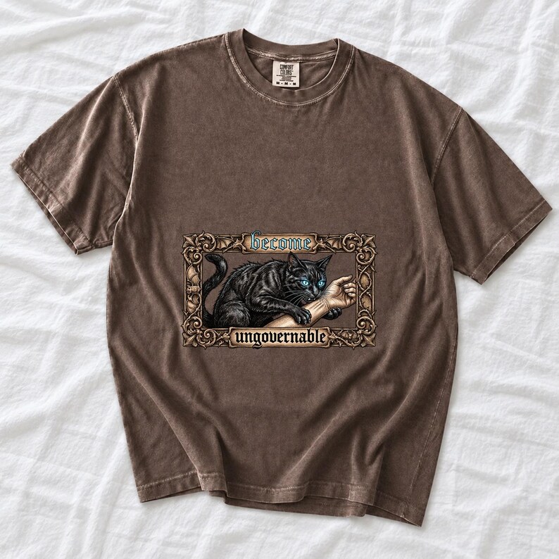 Become Ungovernable Black Cat Ornate Gothic Comfort Colors Shirt product mockup, image 3