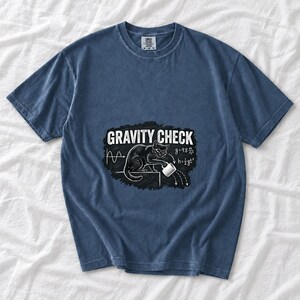 Gravity Check Black Cat Physics Comfort Colors Shirt product mockup, image 2