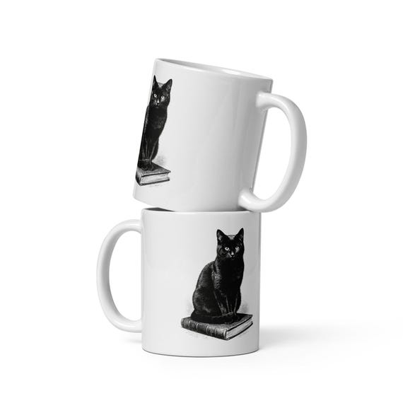 Black Cat on a Book Mug by AeroBeloved