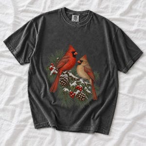 Comfort Colors Cardinal Christmas Shirt, Red Cardinals Winter Tee, Cardinal Pine Branch T-shirt, Cardinal Bird Lover Shirt, Cardinal Tee